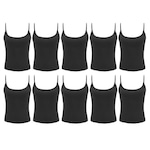 Kit Camisetas Regatas de Alcinha PMC Básica - 10 Unidades - Feminina PRETO