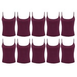 Kit Camisetas Regatas de Alcinha PMC Básica - 10 Unidades - Feminina VINHO