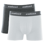 Kit Cueca Boxer Colcci 2 Peças Masculina Algodão com Elástico BRANCO/CINZA