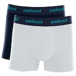 Kit Cueca Boxer Colcci 2 Peças Masculina Algodão com Elástico AZUL ESC/AZUL