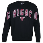 Blusão de Moletom New Era Careca NBA Chicago Bulls Back To School Masculino PRETO