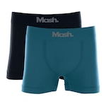 Kit Cuecas Boxer Mash Microfibra Sem Costura - 2 unidades - Adulto PRETO/AZUL ESC