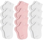 Kit Meias Cano Médio Lupo Baby - 12 Pares - Adulto BRANCO/ROSA