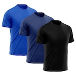 Kit Camiseta Rony Versátil Dry Fit - 3 Unidades - Masculina AZUL/PRETO