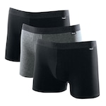 Kit de Cuecas Boxer Mash Algodão Elástico - 3 Unidades - Masculina PRETO