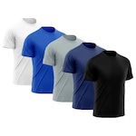 Kit Camiseta Rony Versátil Dry Fit - 5 Unidades - Masculina BRANCO/AZUL