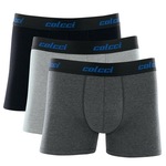 Kit Cueca Boxer Colcci 3 Peças Masculina Algodão Elástico PRETO