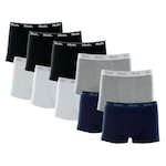 Kit Cueca Boxer Mash 10 Peças Masculina Algodão Elástico PRETO/BRANCO/CINZA