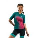 Camisa de Ciclismo Free Force Start All Fit Thermal - Feminina ROSA CLA/VERDE