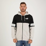 Jaqueta com Capuz Puma Power Colorblock TR - Masculina CINZA