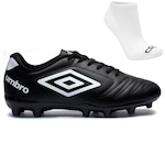 Chuteira de Campo Umbro Class + Par de Meias - Adulto PRETO/BRANCO