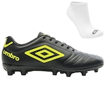 Chuteira de Campo Umbro Class + Par de Meias - Adulto PRETO/VERDE