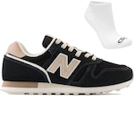 Tênis New Balance 373V2 + Par de Meias - Feminino PRETO/BRANCO