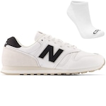 Tênis New Balance 373V2 + Par de Meia - Masculino BRANCO/PRETO