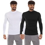 Kit Camisa Manga Longa Frishop SegUnidadesa Pele UV Proteção Térmica - 2 Unidades - Masculina PRETO