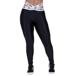 Calça Legging Orbis Fitness Cós Elástico Transpasse Cirrê 3D Alta - Feminina PRETO