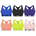 Kit Top Fitness Puma Nadador sem Costura - 6 unidades - Feminino Azul/Roxo