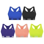 Kit Top Fitness Puma Nadador Sem Costura - Feminino - 5 Unidades AZUL/VERDE CLA