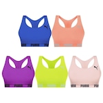 Kit Top Fitness Puma Nadador Sem Costura - Feminino - 5 Unidades ROSA CLA/VERDE CLA