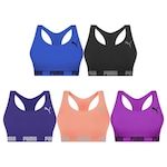 Kit Top Fitness Puma Nadador Sem Costura - Feminino - 5 Unidades AZUL/ROSA