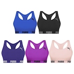 Kit Top Fitness Puma Nadador Sem Costura - Feminino - 5 Unidades ROXO ESC/ROSA