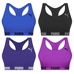 Kit Top Fitness Puma Nadador sem Costura - Feminino - 4 unidades AZUL ESC/ROXO