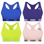 Kit Top Fitness Puma Nadador sem Costura - Feminino - 4 unidades AZUL ESC/VERDE CLA