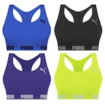 Kit Top Fitness Puma Nadador sem Costura - Feminino - 4 unidades AZUL ESC/AZUL CLA