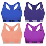 Kit Top Fitness Puma Nadador sem Costura - Feminino - 4 unidades ROXO/AZUL ESC