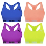 Kit Top Fitness Puma Nadador sem Costura - Feminino - 4 unidades Azul/Verde