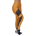 Calça Legging Orbis Fitness Wonder Poliamida Recortes em Tela - Feminina MOSTARDA