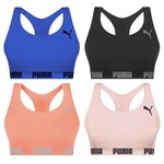 Kit Top Fitness Puma Nadador sem Costura - Feminino - 4 unidades Preto/Coral