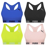 Kit Top Fitness Puma Nadador sem Costura - Feminino - 4 unidades AZUL CLA/VERDE CLA