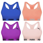 Kit Top Fitness Puma Nadador sem Costura - Feminino - 4 unidades AZUL/LARANJA CLA