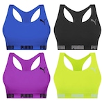 Kit Top Fitness Puma Nadador sem Costura - Feminino - 4 unidades VERDE CLA/AZUL ESC