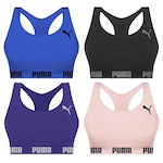 Kit Top Fitness Puma Nadador sem Costura - Feminino - 4 unidades PRETO/AZUL CLA