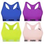 Kit Top Fitness Puma Nadador sem Costura - Feminino - 4 unidades Verde/Azul