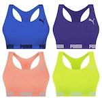 Kit Top Fitness Puma Nadador sem Costura - Feminino - 4 unidades ROSA CLA/AZUL CLA