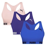 Kit Top Puma Nadador Sem Costura - Feminino - 3 Unidades Azul/Roxo