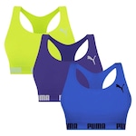 Kit Top Puma Nadador Sem Costura - Feminino - 3 Unidades ROXO/AZUL