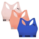 Kit Top Puma Nadador Sem Costura - Feminino - 3 Unidades AZUL/ROSA CLA