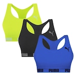 Kit Top Puma Nadador Sem Costura - Feminino - 3 Unidades VERDE CLA/AZUL ESC