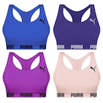 Kit Top Fitness Puma Nadador sem Costura - Feminino - 4 unidades ROXO/AZUL