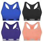 Kit Top Fitness Puma Nadador sem Costura - Feminino - 4 unidades AZUL ESC/AZUL