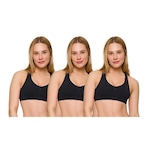 Kit Tops Fitness Selene Nadador sem Costura - Feminino - 3 Unidades PRETO