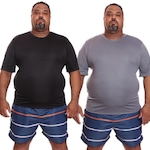 Kit de Camisas Térmica Dellas Fit Dry Fit Plus Size com Proteção Solar Uv - 2 Unidades - Masculina PRETO/CINZA