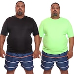 Kit de Camisas Térmica Dellas Fit Dry Fit Plus Size com Proteção Solar Uv - 2 Unidades - Masculina PRETO/VERDE