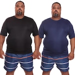 Kit de Camisas Térmica Dellas Fit Dry Fit Plus Size com Proteção Solar Uv - 2 Unidades - Masculina AZUL/PRETO