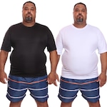 Kit de Camisas Térmica Dellas Fit Dry Fit Plus Size com Proteção Solar Uv - 2 Unidades - Masculina BRANCO/PRETO