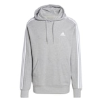 Blusão de Moletom com Capuz adidas 3 Listras - Masculino CINZA